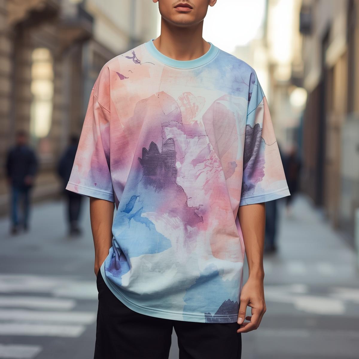 Watercolour Abstract Oversized Tee