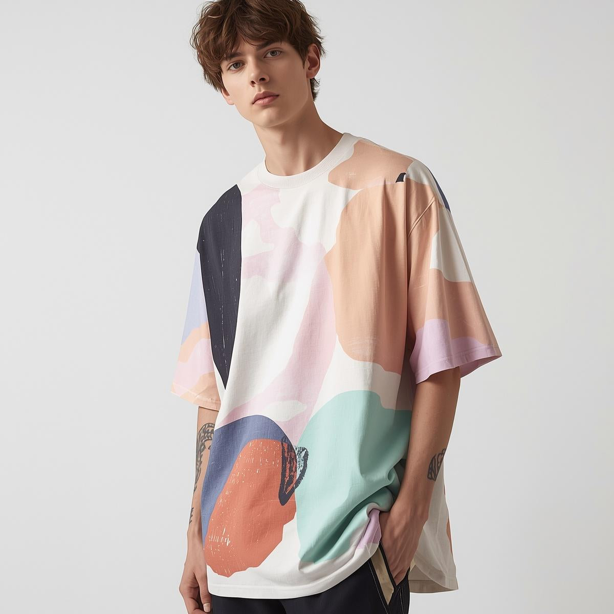 Pastel Abstract Oversized Tee
