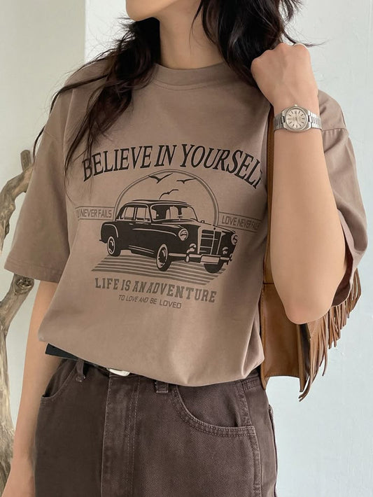 Believe In Yourself Car Graphic Oversized Tee