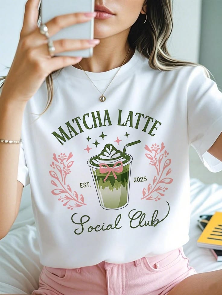 Matcha Latte Social Club Graphic Oversized T-Shirt for Men Women